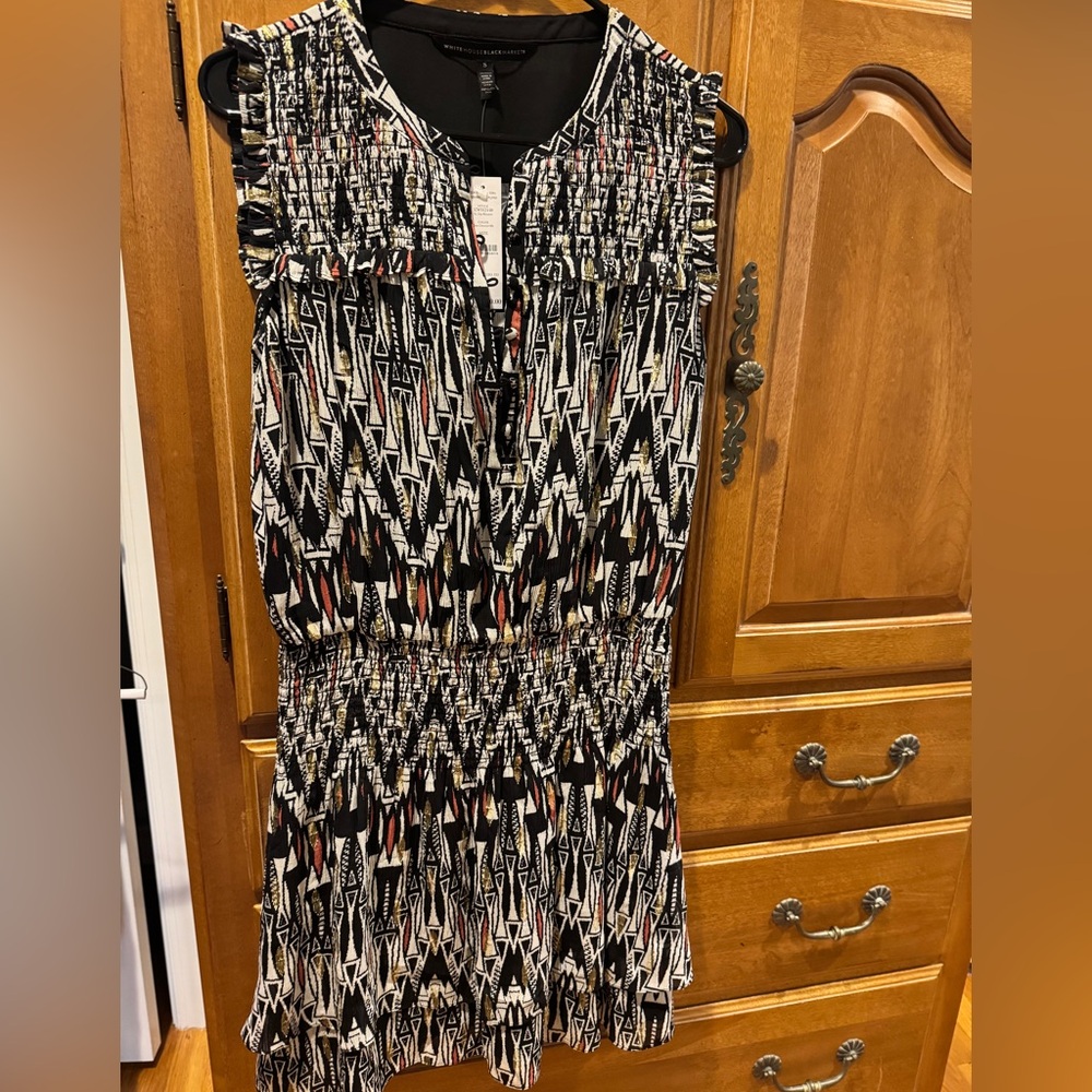 White House Black Market Black and White Chevron Dress